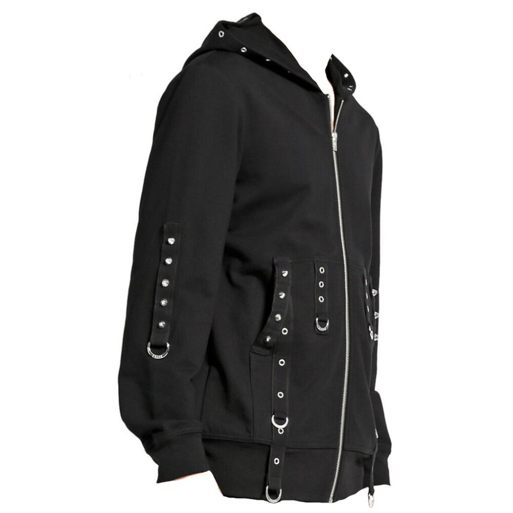 New Gothic Military Band Black Punk Rock Jacket for Men Vintage Hooded Jacket - Picture 8 of 9
